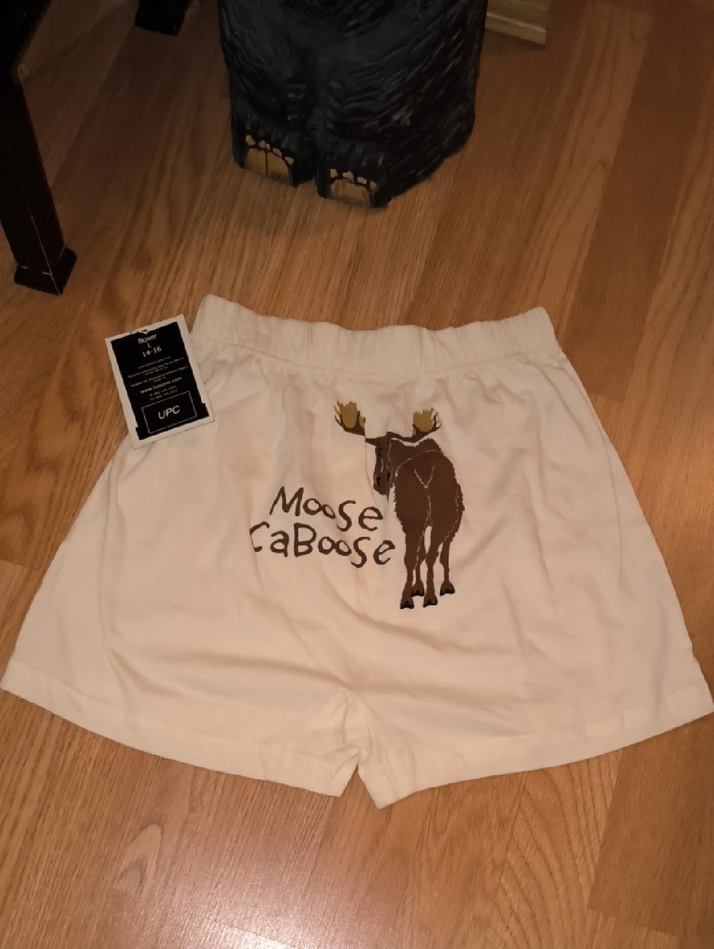 Lazy One Kids Cream Pajama Shorts with Moose Caboose Graphic